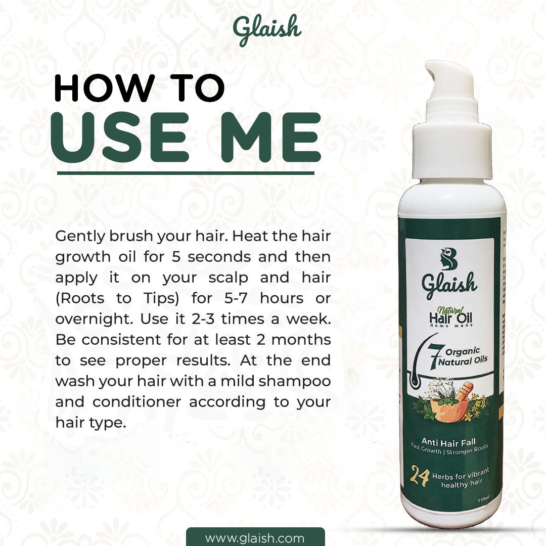 Glaish Hair Oil Homemade 7 Organic Oil + 24 Herbs