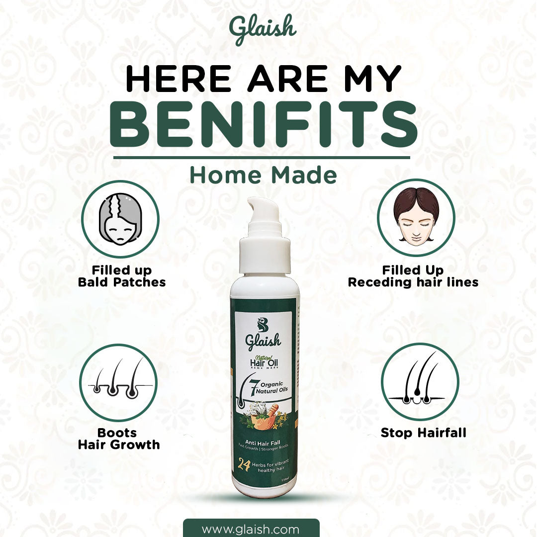 Glaish Hair Oil Homemade 7 Organic Oil + 24 Herbs